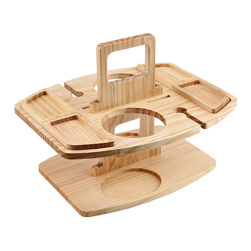 Portable Wooden Wine Picnic Table Foldable Stylish