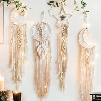 Boho Dreamcatcher, Illuminated Macrame Decor