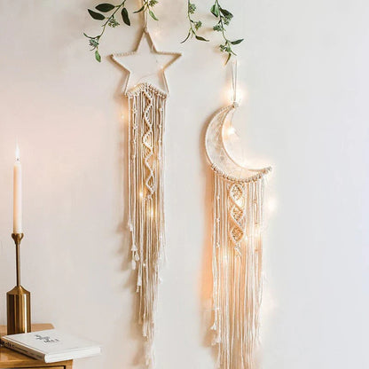 Boho Dreamcatcher, Illuminated Macrame Decor