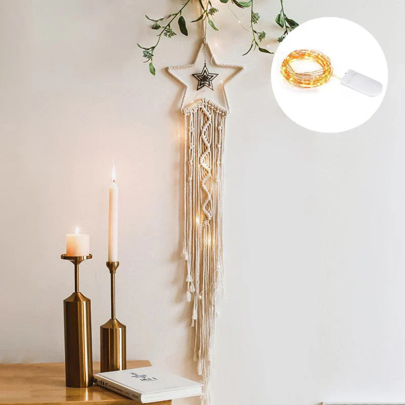 Boho Dreamcatcher, Illuminated Macrame Decor