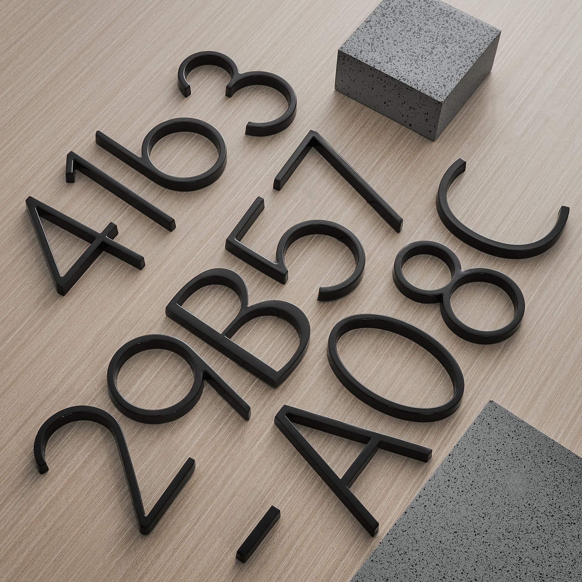 BLACK MODERN HOUSE NUMBERS | WEATHERPROOF