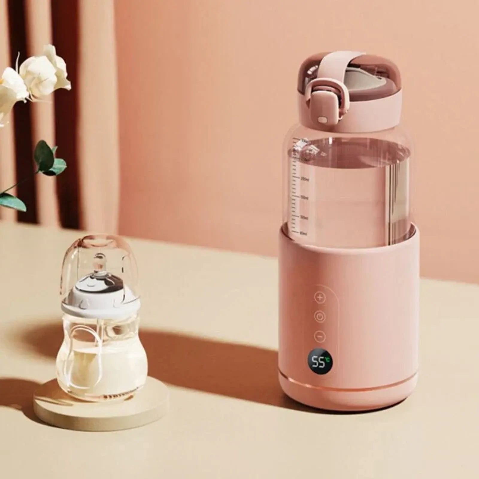 Compact Portable Bottle Warmer, Temperature Displayed
