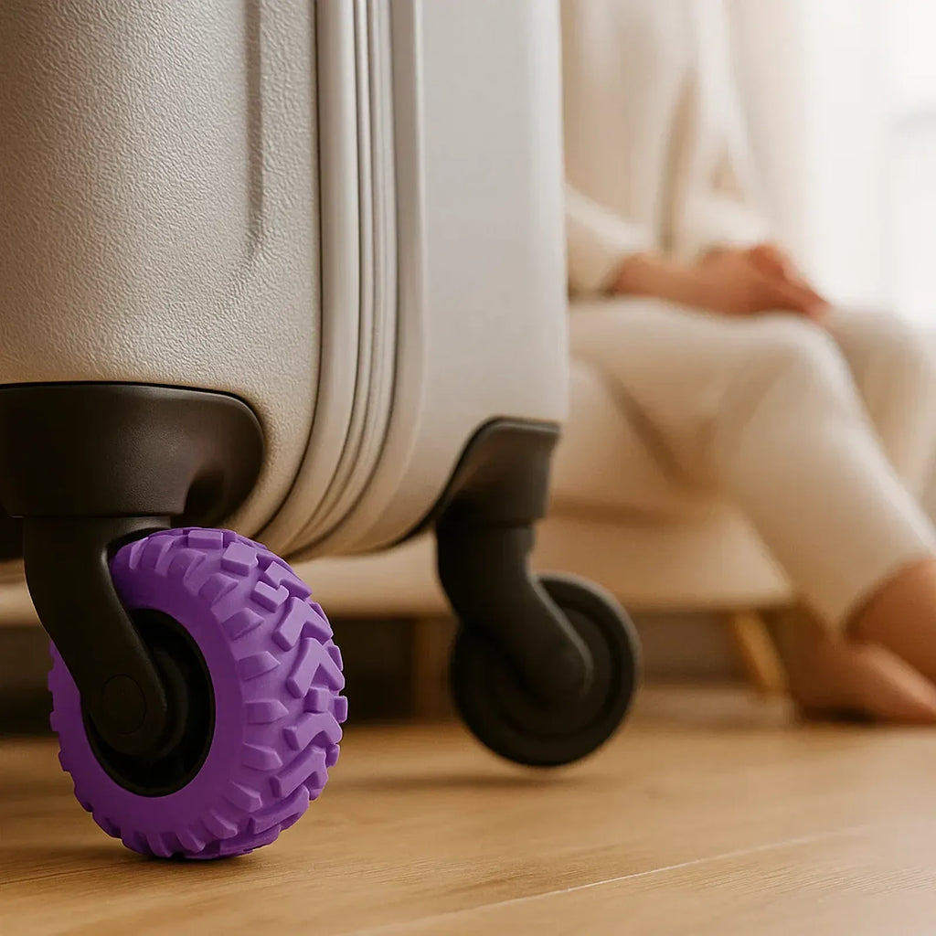 Durable suitcase wheel guard, protective design