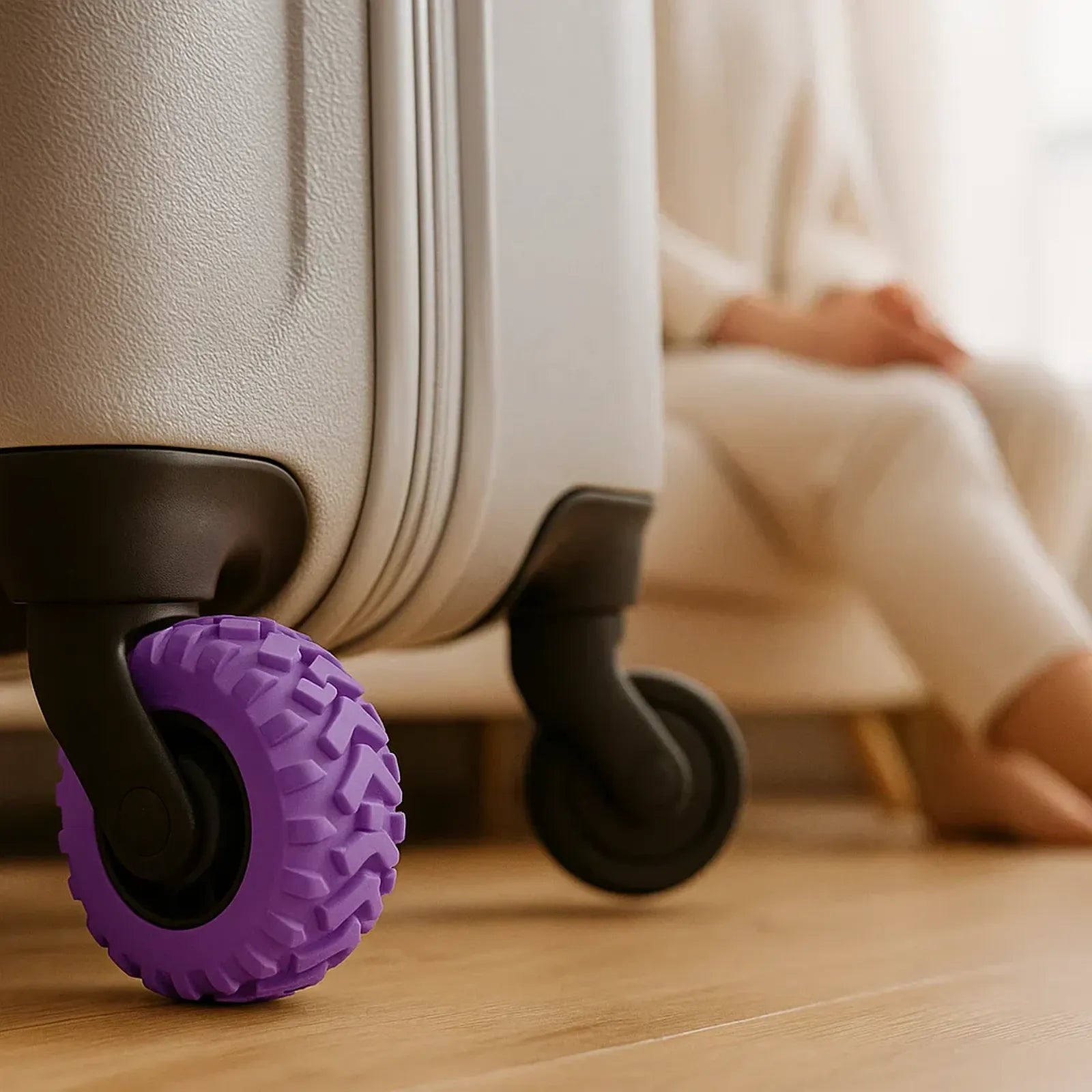Durable suitcase wheel guard, protective design