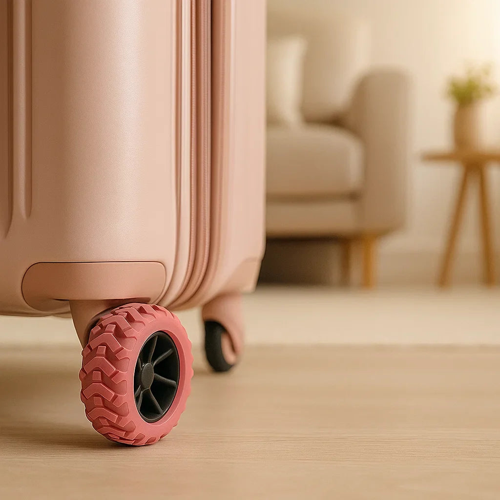 Durable suitcase wheel guard, protective design