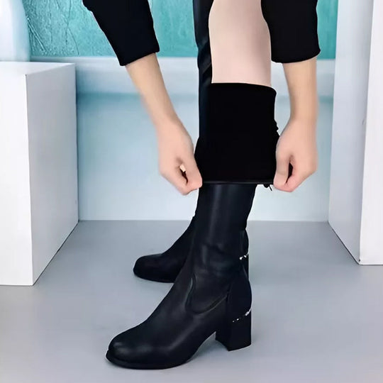 Over-the-Knee Stretch Boots  Warm & Zippered