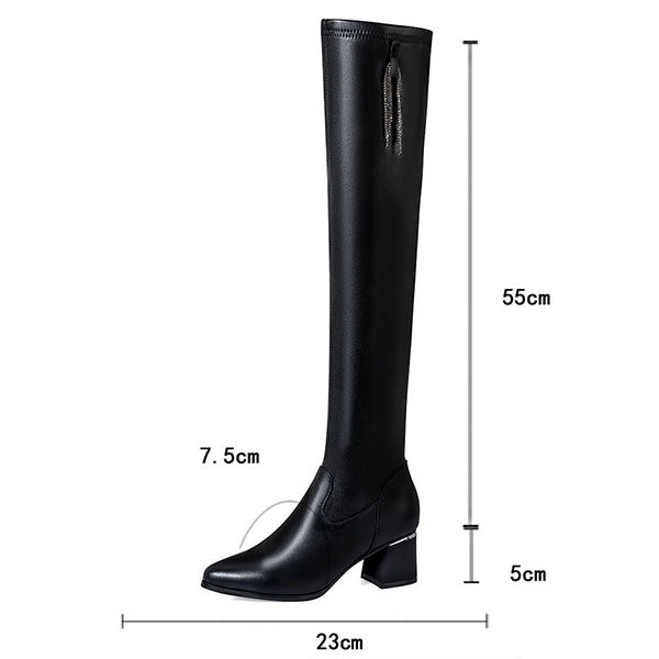 Over-the-Knee Stretch Boots  Warm & Zippered