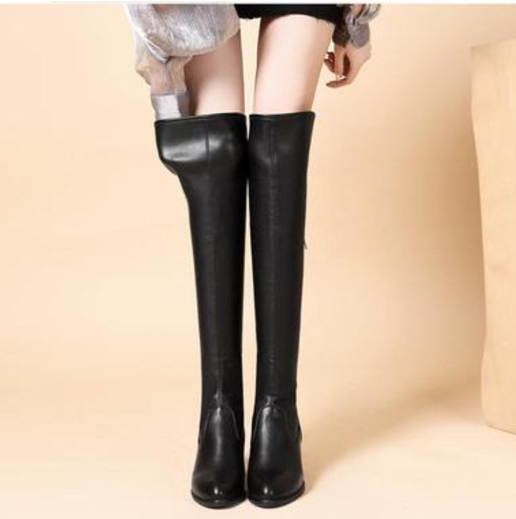 Over-the-Knee Stretch Boots  Warm & Zippered