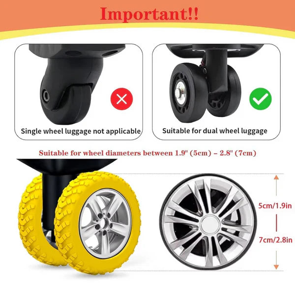 Durable suitcase wheel guard, protective design
